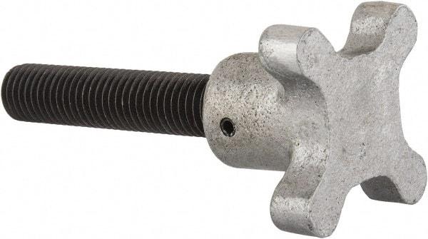 Gibraltar - 5/8-11 Lobed Shoulder Flat Tip Grade C-12L14 Steel Thumb Screw - 4-1/2" OAL, 2-1/2" Head Diam x 1-1/2" Head Height, Black Oxide Finish - Eagle Tool & Supply