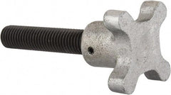 Gibraltar - 5/8-11 Lobed Shoulder Flat Tip Grade C-12L14 Steel Thumb Screw - 4-1/2" OAL, 2-1/2" Head Diam x 1-1/2" Head Height, Black Oxide Finish - Eagle Tool & Supply