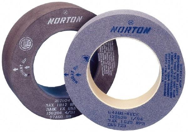 Norton - 6" Wide x 12" Diam, Type 7 Feed Wheel - 5" Hole Size, 80 Grit, Hardness R, 7-1/2" Diam x 1-1/2" Deep Recess, 7-1/2" Diam x 1/2" Deep Opposite Side Recess - Eagle Tool & Supply