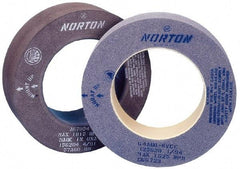 Norton - 6" Wide x 12" Diam, Type 7 Feed Wheel - 5" Hole Size, 80 Grit, Hardness R, 7-1/2" Diam x 1-1/2" Deep Recess, 7-1/2" Diam x 1/2" Deep Opposite Side Recess - Eagle Tool & Supply