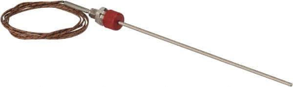 Thermo Electric - 0 to 1600°F, J Pipe Fitting, Thermocouple Probe - 6 Ft. Cable Length, Stripped Ends, 9 Sec Response Time - Eagle Tool & Supply