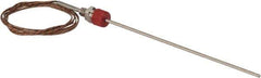 Thermo Electric - 0 to 1600°F, J Pipe Fitting, Thermocouple Probe - 6 Ft. Cable Length, Stripped Ends, 9 Sec Response Time - Eagle Tool & Supply