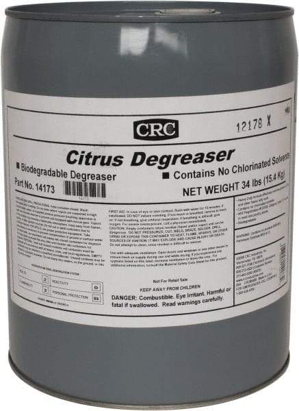 CRC - 5 Gal Bucket Cleaner/Degreaser - Liquid, Citrus & Petroleum Distillate, Citrus - Eagle Tool & Supply