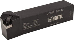 Hertel - MCLN, Right Hand Cut, 5° Lead Angle, 1-1/4" Shank Height x 1-1/4" Shank Width, Negative Rake Indexable Turning Toolholder - 6" OAL, CN..43. Insert Compatibility, Series Multi-Option - Eagle Tool & Supply