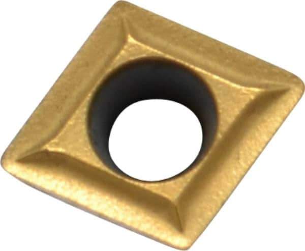 Hertel - CPGT21.51 LF Grade HC210 Carbide Turning Insert - TiN Finish, 80° Diamond, 1/4" Inscr Circle, 3/32" Thick, 1/64" Corner Radius - Eagle Tool & Supply