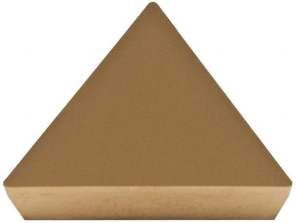 Hertel - TPU431 Grade HC210 Carbide Turning Insert - TiN Finish, 60° Triangle, 1/2" Inscr Circle, 3/16" Thick, 1/64" Corner Radius - Eagle Tool & Supply