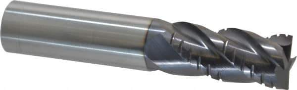 ProMax - 3/4" Diam, 1-5/8" LOC, 4 Flute Solid Carbide Roughing & Finishing Square End Mill - AlTiN Finish, 4" OAL, 3/4" Shank Diam, Weldon Shank, 40° Helix, Centercutting, Regular Length - Eagle Tool & Supply