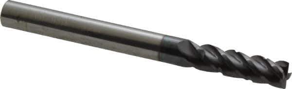 ProMax - 3/16" Diam, 5/8" LOC, 4 Flute Solid Carbide Roughing & Finishing Corner Radius End Mill - AlTiN Finish, 2" OAL, 3/16" Shank Diam, Straight Shank, 40° Helix, Centercutting, Regular Length - Eagle Tool & Supply