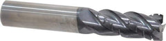 ProMax - 1/2" Diam, 1-1/4" LOC, 4 Flute Solid Carbide Roughing & Finishing Corner Radius End Mill - AlTiN Finish, 3" OAL, 1/2" Shank Diam, Weldon Shank, 40° Helix, Centercutting, Regular Length - Eagle Tool & Supply