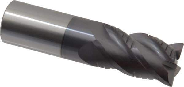 ProMax - 1" Diam, 1-3/4" LOC, 4 Flute Solid Carbide Roughing & Finishing Corner Radius End Mill - AlTiN Finish, 4" OAL, 1" Shank Diam, Weldon Shank, 40° Helix, Centercutting, Regular Length - Eagle Tool & Supply