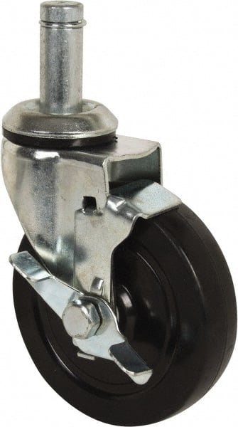 Value Collection - 5" Diam x 1-1/4" Wide x 6-15/32" OAH Stem Mount Swivel Caster with Brake - Eagle Tool & Supply