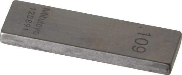 Mitutoyo - 0.109" Rectangular Steel Gage Block - Accuracy Grade 0, Includes Certificate of Inspection - Eagle Tool & Supply