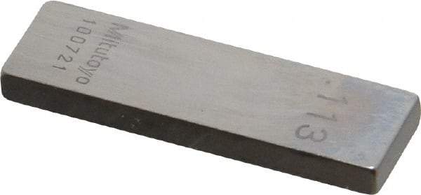 Mitutoyo - 0.113" Rectangular Steel Gage Block - Accuracy Grade 0, Includes Certificate of Inspection - Eagle Tool & Supply