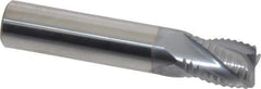 Accupro - 3/8" Diam, Fine Pitch, 1/2" LOC, 4 Flute Solid Carbide Roughing Square End Mill - TiCN Finish, 2" OAL, 3/8" Shank Diam, Single End, Centercutting, 30° Helix - Eagle Tool & Supply