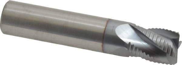 Accupro - 1/2" Diam, Fine Pitch, 5/8" LOC, 4 Flute Solid Carbide Roughing Square End Mill - TiCN Finish, 2-1/2" OAL, 1/2" Shank Diam, Single End, Centercutting, 30° Helix - Eagle Tool & Supply