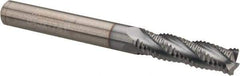 Accupro - 5/16" Diam, Fine Pitch, 1-1/8" LOC, 4 Flute Solid Carbide Roughing Square End Mill - TiCN Finish, 3" OAL, 5/16" Shank Diam, Single End, Centercutting, 30° Helix - Eagle Tool & Supply