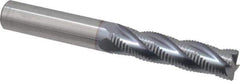 Accupro - 1/2" Diam, Fine Pitch, 2" LOC, 4 Flute Solid Carbide Roughing Square End Mill - TiCN Finish, 4" OAL, 1/2" Shank Diam, Single End, Centercutting, 30° Helix - Eagle Tool & Supply