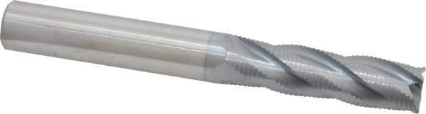Accupro - 5/8" Diam, Fine Pitch, 2-1/4" LOC, 4 Flute Solid Carbide Roughing Square End Mill - TiCN Finish, 5" OAL, 5/8" Shank Diam, Single End, Centercutting, 30° Helix - Eagle Tool & Supply