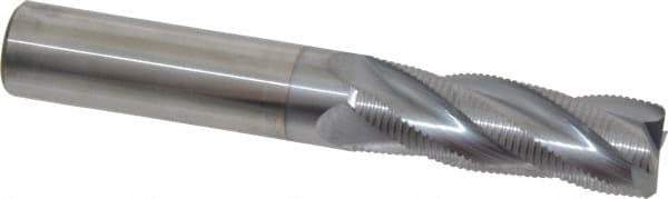 Accupro - 3/4" Diam, Fine Pitch, 2-1/4" LOC, 4 Flute Solid Carbide Roughing Square End Mill - TiCN Finish, 5" OAL, 3/4" Shank Diam, Single End, Centercutting, 30° Helix - Eagle Tool & Supply