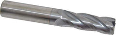 Accupro - 3/4" Diam, Fine Pitch, 2-1/4" LOC, 4 Flute Solid Carbide Roughing Square End Mill - TiCN Finish, 5" OAL, 3/4" Shank Diam, Single End, Centercutting, 30° Helix - Eagle Tool & Supply