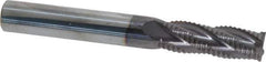 Accupro - 3/8" Diam, Fine Pitch, 1-1/8" LOC, 4 Flute Solid Carbide Roughing Square End Mill - AlTiN Finish, 3" OAL, 3/8" Shank Diam, Single End, Centercutting, 30° Helix - Eagle Tool & Supply