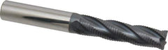 Accupro - 1/2" Diam, Fine Pitch, 2" LOC, 4 Flute Solid Carbide Roughing Square End Mill - AlTiN Finish, 4" OAL, 1/2" Shank Diam, Single End, Centercutting, 30° Helix - Eagle Tool & Supply