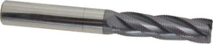 Accupro - 5/8" Diam, Fine Pitch, 2-1/4" LOC, 4 Flute Solid Carbide Roughing Square End Mill - AlTiN Finish, 5" OAL, 5/8" Shank Diam, Single End, Centercutting, 30° Helix - Eagle Tool & Supply