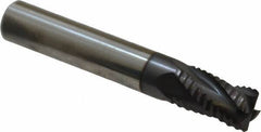 Accupro - 5/16" Diam, Fine Pitch, 7/16" LOC, 4 Flute Solid Carbide Roughing Square End Mill - AlTiN Finish, 2" OAL, 5/16" Shank Diam, Single End, Centercutting, 30° Helix - Eagle Tool & Supply