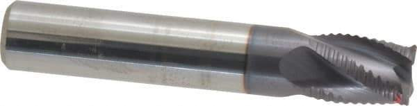 Accupro - 7/16" Diam, Fine Pitch, 9/16" LOC, 4 Flute Solid Carbide Roughing Square End Mill - AlTiN Finish, 2-1/2" OAL, 7/16" Shank Diam, Single End, Centercutting, 30° Helix - Eagle Tool & Supply