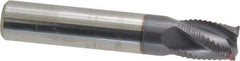 Accupro - 7/16" Diam, Fine Pitch, 9/16" LOC, 4 Flute Solid Carbide Roughing Square End Mill - AlTiN Finish, 2-1/2" OAL, 7/16" Shank Diam, Single End, Centercutting, 30° Helix - Eagle Tool & Supply