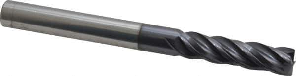 Accupro - 3/8", 4 Flute, Single End, Solid Carbide, Corner Chamfer End Mill - 4" OAL, Right Hand Flute, 1-1/2" LOC, Right Hand Cut - Eagle Tool & Supply