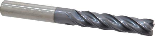 Accupro - 7/16", 4 Flute, Single End, Solid Carbide, Corner Chamfer End Mill - 4" OAL, Right Hand Flute, 2" LOC, Right Hand Cut - Eagle Tool & Supply