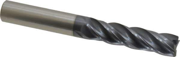 Accupro - 1/2", 4 Flute, Single End, Solid Carbide, Corner Chamfer End Mill - 4" OAL, Right Hand Flute, 2" LOC, Right Hand Cut - Eagle Tool & Supply