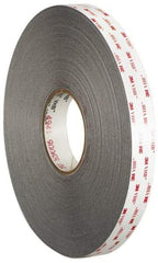 3M - 1/2" x 36 Yd Acrylic Adhesive Double Sided Tape - 45 mil Thick, Gray, Acrylic Foam Liner, Continuous Roll, Series 4941 - Eagle Tool & Supply