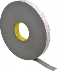 3M - 1" x 36 Yd Acrylic Adhesive Double Sided Tape - 45 mil Thick, Gray, Acrylic Foam Liner, Continuous Roll, Series 4941 - Eagle Tool & Supply