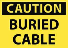 NMC - Accident Prevention Label, Header: CAUTION - Legend: Caution - Buried Cable, English, Black & Yellow, 5" Long x 3" High, Sign Muscle Finish - Eagle Tool & Supply