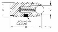 TE-CO - 10-32, 0.093" Ball Diam, 33/64" Body Length, 0.025" Max Ball Reach, Threaded Ball Plunger - Eagle Tool & Supply