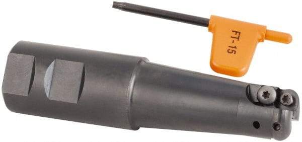 Kennametal - 1" Cutting Diam, 1-1/4" Shank Diam, 1" Max Depth of Cut, Straight Shank Indexable Copy End Mill - 2 Inserts, RD.X 12.. Insert, KDM Toolholder, Through Coolant - Eagle Tool & Supply