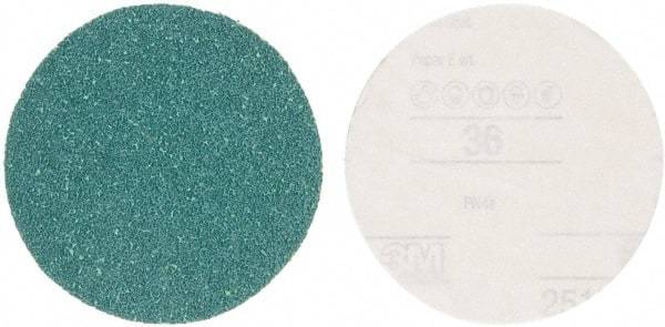3M - 5" Diam, 36 Grit Aluminum Oxide Adhesive PSA Disc - Very Coarse Grade, Green, E Weighted Backing, Flexible, Use with Random Orbital Sanders - Eagle Tool & Supply