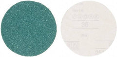 3M - 5" Diam, 36 Grit Aluminum Oxide Adhesive PSA Disc - Very Coarse Grade, Green, E Weighted Backing, Flexible, Use with Random Orbital Sanders - Eagle Tool & Supply