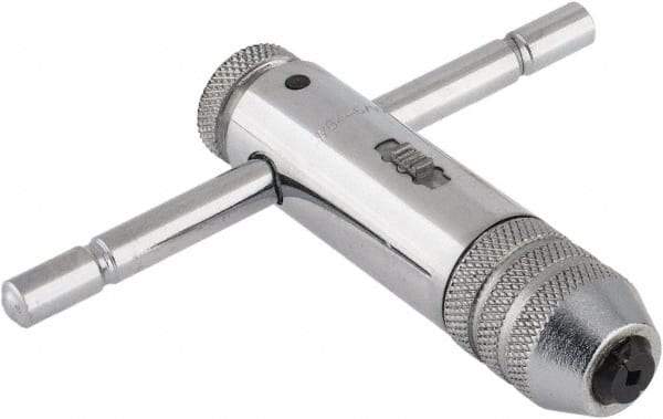 Interstate - 5/32 to 1/4" Tap Capacity, T Handle Tap Wrench - 3-3/8" Overall Length, Ratcheting - Eagle Tool & Supply