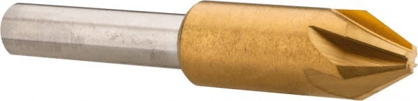 Melin Tool - 3/8" Head Diam, 1/4" Shank Diam, 6 Flute 60° Cobalt Countersink - Eagle Tool & Supply