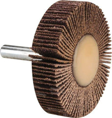 Merit Abrasives - 2" Diam x 1/2" Face Width, Medium Ceramic Alumina Coated Mounted Flap Wheel - 1/4" Shank Mount, 60 Grit, 30,000 Max RPM - Eagle Tool & Supply