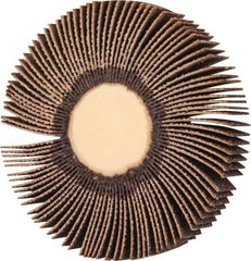 Merit Abrasives - 3" Diam x 1/2" Face Width, Medium Ceramic Alumina Coated Mounted Flap Wheel - 1/4" Shank Mount, 60 Grit, 30,000 Max RPM - Eagle Tool & Supply