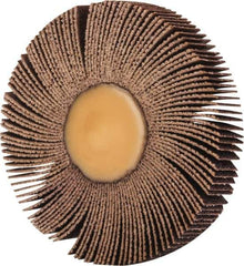 Merit Abrasives - 3" Diam x 1/2" Face Width, Medium Ceramic Alumina Coated Mounted Flap Wheel - 1/4" Shank Mount, 80 Grit, 30,000 Max RPM - Eagle Tool & Supply