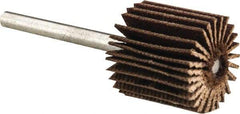 Merit Abrasives - 5/8" Diam x 5/8" Face Width, Very Fine Aluminum Oxide Coated Mounted Flap Wheel - 1/8" Shank Mount, 180 Grit, Cloth Backing, 37,000 Max RPM - Eagle Tool & Supply