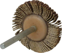 Merit Abrasives - 1-3/16" Diam x 1/8" Face Width, Fine Aluminum Oxide Coated Mounted Flap Wheel - 1/8" Shank Mount, 120 Grit, Cloth Backing, 30,000 Max RPM - Eagle Tool & Supply