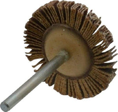 Merit Abrasives - 1-3/16" Diam x 1/8" Face Width, Very Fine Aluminum Oxide Coated Mounted Flap Wheel - 1/8" Shank Mount, 180 Grit, Cloth Backing, 30,000 Max RPM - Eagle Tool & Supply