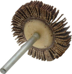 Merit Abrasives - 1-3/16" Diam x 3/16" Face Width, Medium Aluminum Oxide Coated Mounted Flap Wheel - 1/8" Shank Mount, 80 Grit, Cloth Backing, 30,000 Max RPM - Eagle Tool & Supply