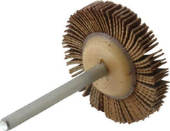 Merit Abrasives - 1-3/16" Diam x 3/16" Face Width, Very Fine Aluminum Oxide Coated Mounted Flap Wheel - 1/8" Shank Mount, 240 Grit, Cloth Backing, 30,000 Max RPM - Eagle Tool & Supply